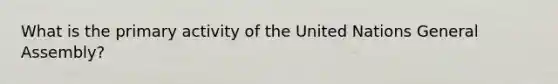 What is the primary activity of the United Nations General Assembly?