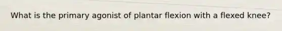 What is the primary agonist of plantar flexion with a flexed knee?