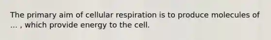 The primary aim of cellular respiration is to produce molecules of ... , which provide energy to the cell.