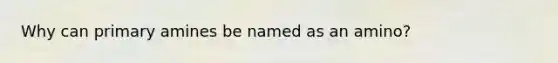 Why can primary amines be named as an amino?