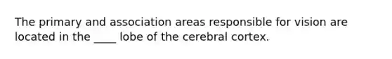 The primary and association areas responsible for vision are located in the ____ lobe of the cerebral cortex.