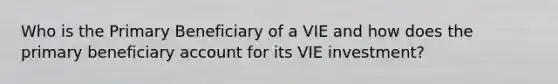 Who is the Primary Beneficiary of a VIE and how does the primary beneficiary account for its VIE investment?