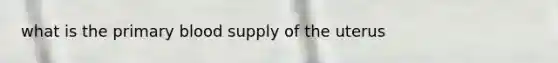 what is the primary blood supply of the uterus