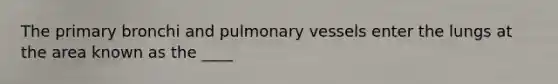 The primary bronchi and pulmonary vessels enter the lungs at the area known as the ____