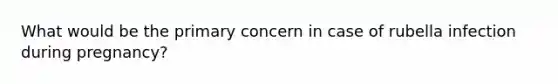 What would be the primary concern in case of rubella infection during pregnancy?