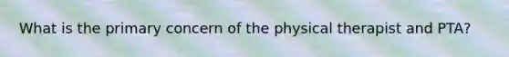 What is the primary concern of the physical therapist and PTA?