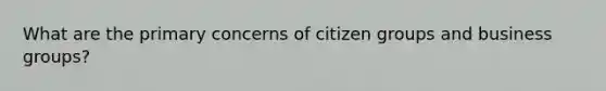 What are the primary concerns of citizen groups and business groups?