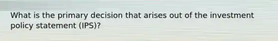 What is the primary decision that arises out of the investment policy statement (IPS)?