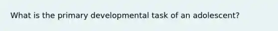 What is the primary developmental task of an adolescent?