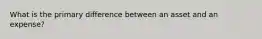What is the primary difference between an asset and an expense?