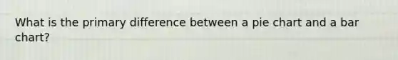 What is the primary difference between a pie chart and a bar chart?