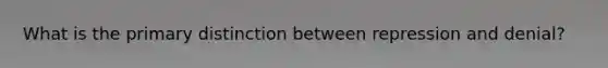 What is the primary distinction between repression and denial?