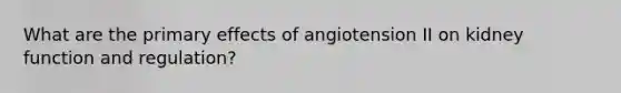 What are the primary effects of angiotension II on kidney function and regulation?