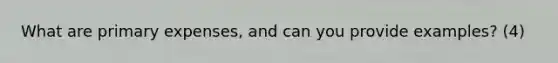 What are primary expenses, and can you provide examples? (4)