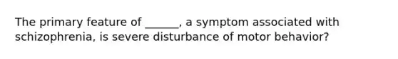 The primary feature of ______, a symptom associated with schizophrenia, is severe disturbance of motor behavior?