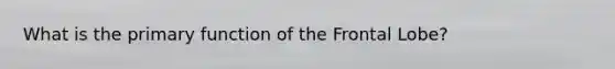 What is the primary function of the Frontal Lobe?