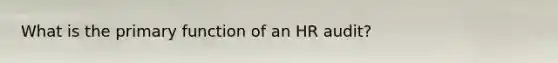 What is the primary function of an HR audit?