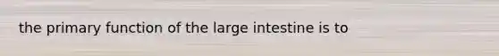 the primary function of the large intestine is to