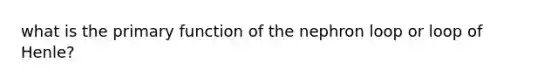 what is the primary function of the nephron loop or loop of Henle?