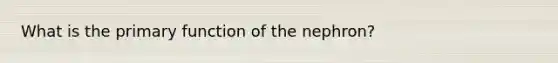 What is the primary function of the nephron?