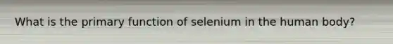 What is the primary function of selenium in the human body?