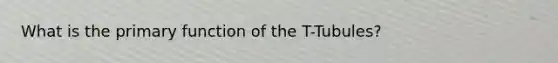 What is the primary function of the T-Tubules?