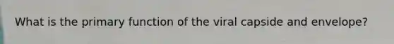 What is the primary function of the viral capside and envelope?