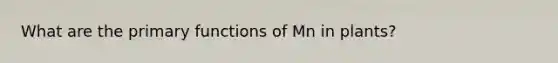 What are the primary functions of Mn in plants?