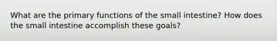 What are the primary functions of the small intestine? How does the small intestine accomplish these goals?