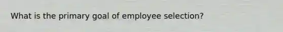 What is the primary goal of employee selection?