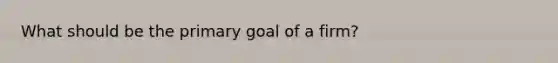 What should be the primary goal of a firm?