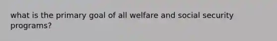 what is the primary goal of all welfare and social security programs?