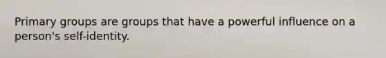 Primary groups are groups that have a powerful influence on a person's self-identity.