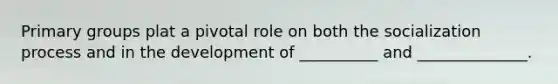Primary groups plat a pivotal role on both the socialization process and in the development of __________ and ______________.