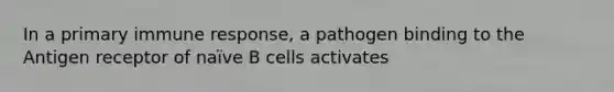 In a primary immune response, a pathogen binding to the Antigen receptor of naïve B cells activates