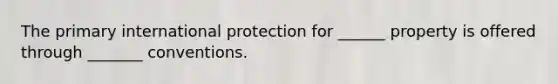 The primary international protection for ______ property is offered through _______ conventions.