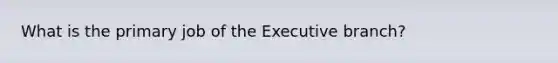 What is the primary job of the Executive branch?