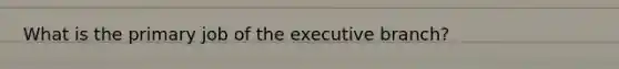 What is the primary job of the executive branch?