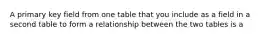 A primary key field from one table that you include as a field in a second table to form a relationship between the two tables is a