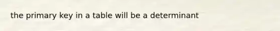 the primary key in a table will be a determinant