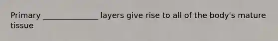 Primary ______________ layers give rise to all of the body's mature tissue