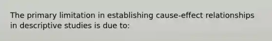 The primary limitation in establishing cause-effect relationships in descriptive studies is due to: