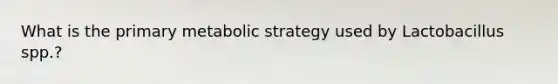What is the primary metabolic strategy used by Lactobacillus spp.?