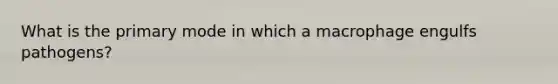 What is the primary mode in which a macrophage engulfs pathogens?