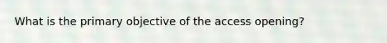 What is the primary objective of the access opening?