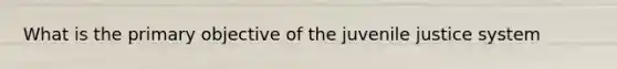 What is the primary objective of the juvenile justice system