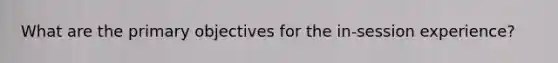 What are the primary objectives for the in-session experience?