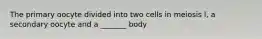 The primary oocyte divided into two cells in meiosis l, a secondary oocyte and a _______ body