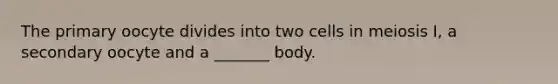 The primary oocyte divides into two cells in meiosis I, a secondary oocyte and a _______ body.