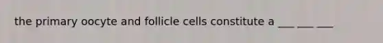 the primary oocyte and follicle cells constitute a ___ ___ ___